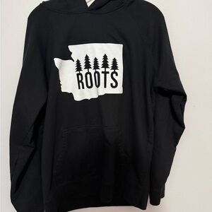 Black Hoodie with White Washington State Roots Graphic XL
